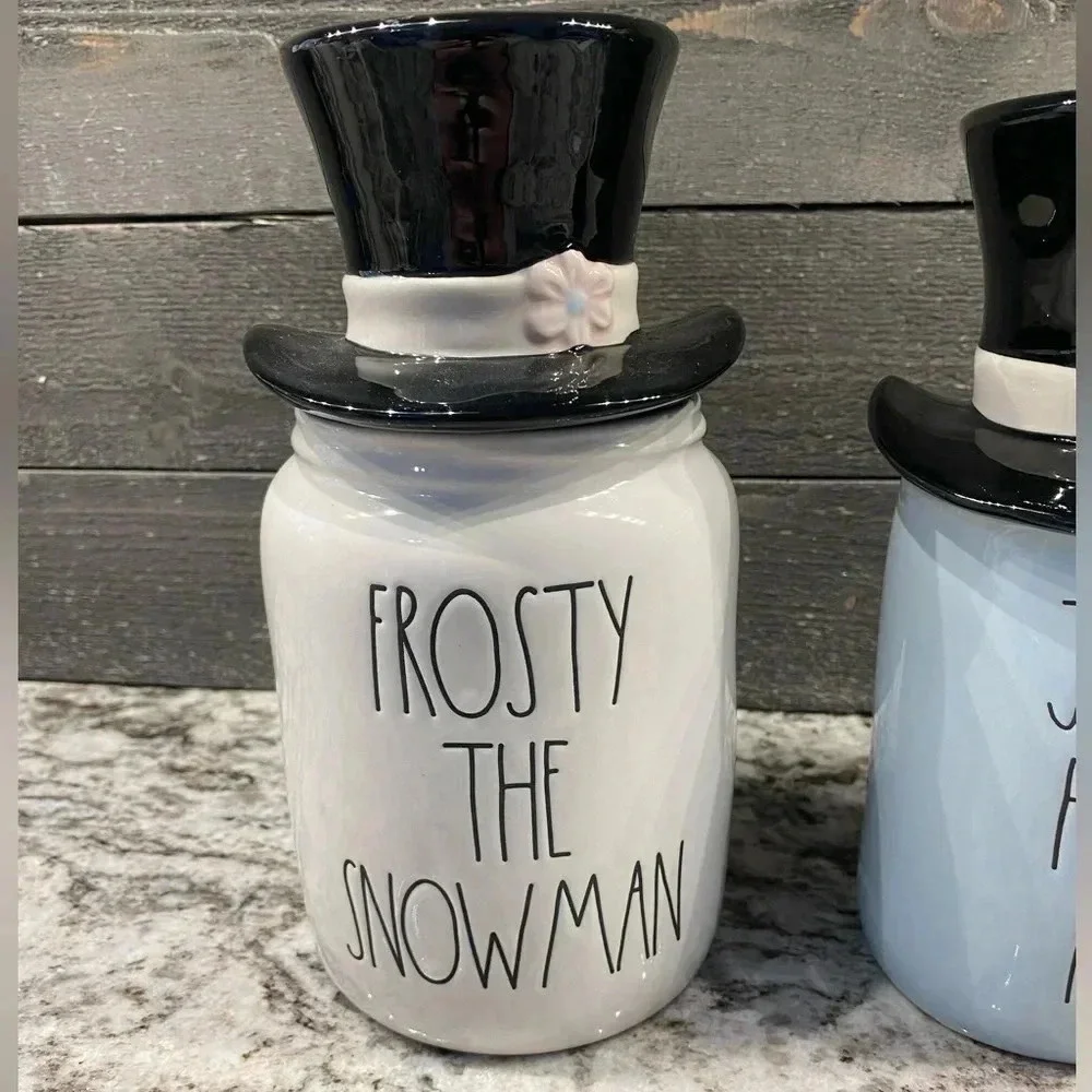 New Rae Dunn Frosty the Snowman Set Jolly Happy Fun Mug & Canister